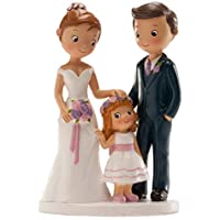 Figura boda PERSONALIZADA novios muñecos CON HIJA tarta figuras GRABADAS niña